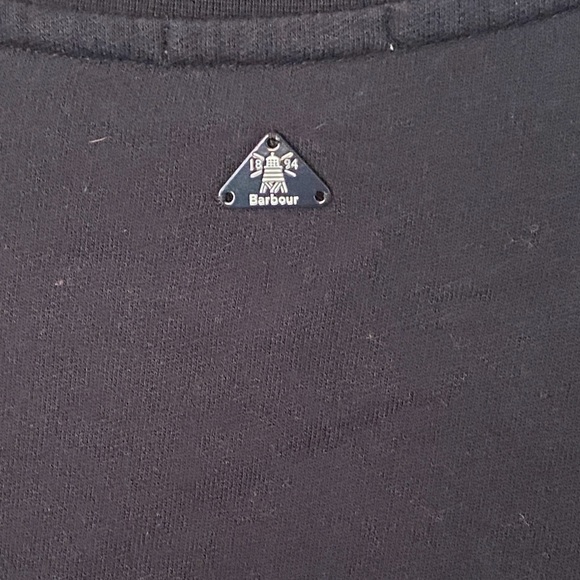 BARBOUR RUMBLE NAVY STRIP OVERLAY CREW NECK SWEATER SIZE 6